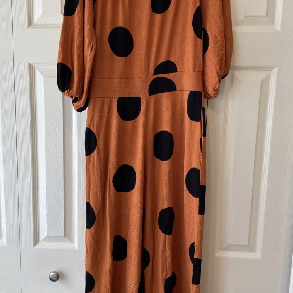 Polka Dot Wide-Leg Pants - Rust/Black - Picture 10 of 10